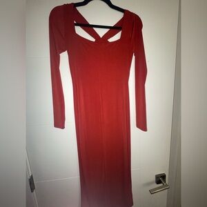 Astr Rust Long Sleeve Dress
